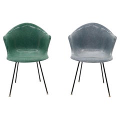 Pair Cole Steel Fiberglass Arm Chairs in Amazing Condition.  One Blue, One Green