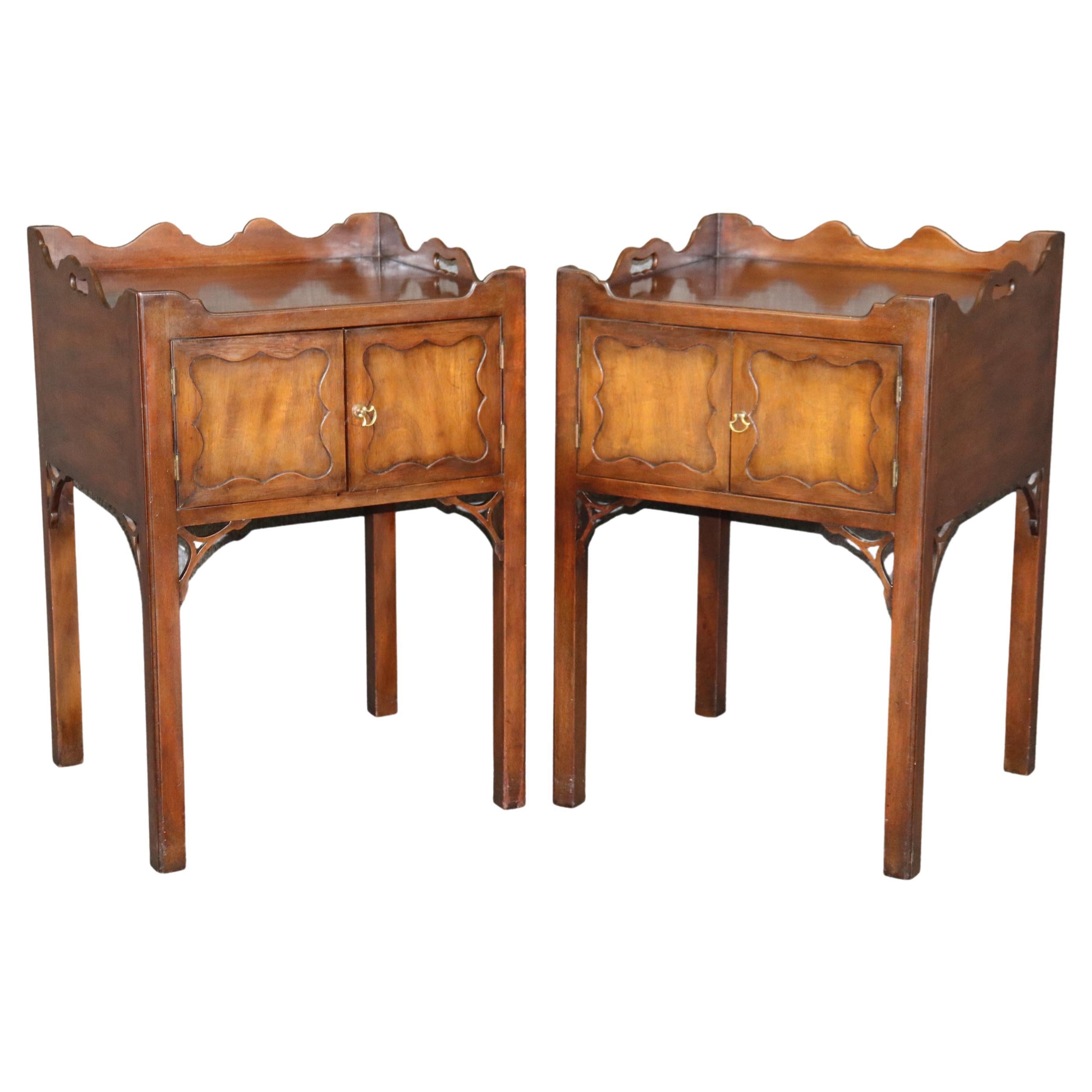Pair Colonial Williamsburg Kittinger Chippendale Style Nightstands circa 1960