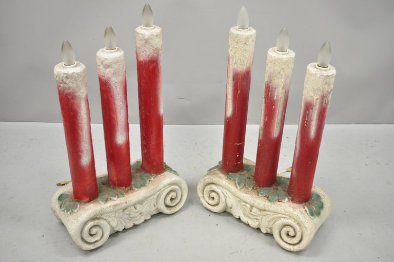 Concrete Cement 3-Light Christmas Candle Candelabra Architectural Elements,  Pair For Sale at 1stDibs