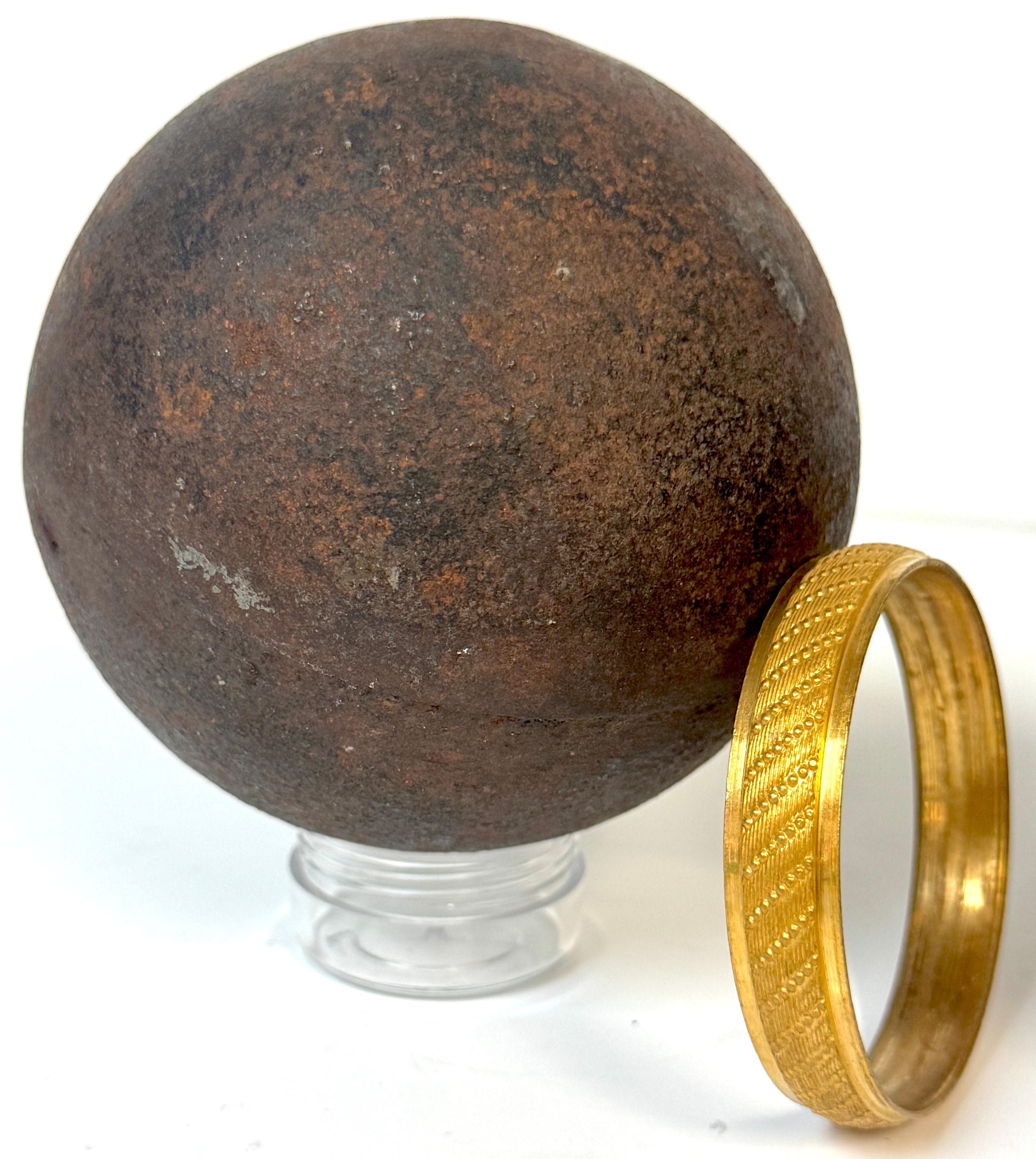Pair Confederate Civil War Cast Iron Cannonballs with Century Ormolu Mounts For Sale 8