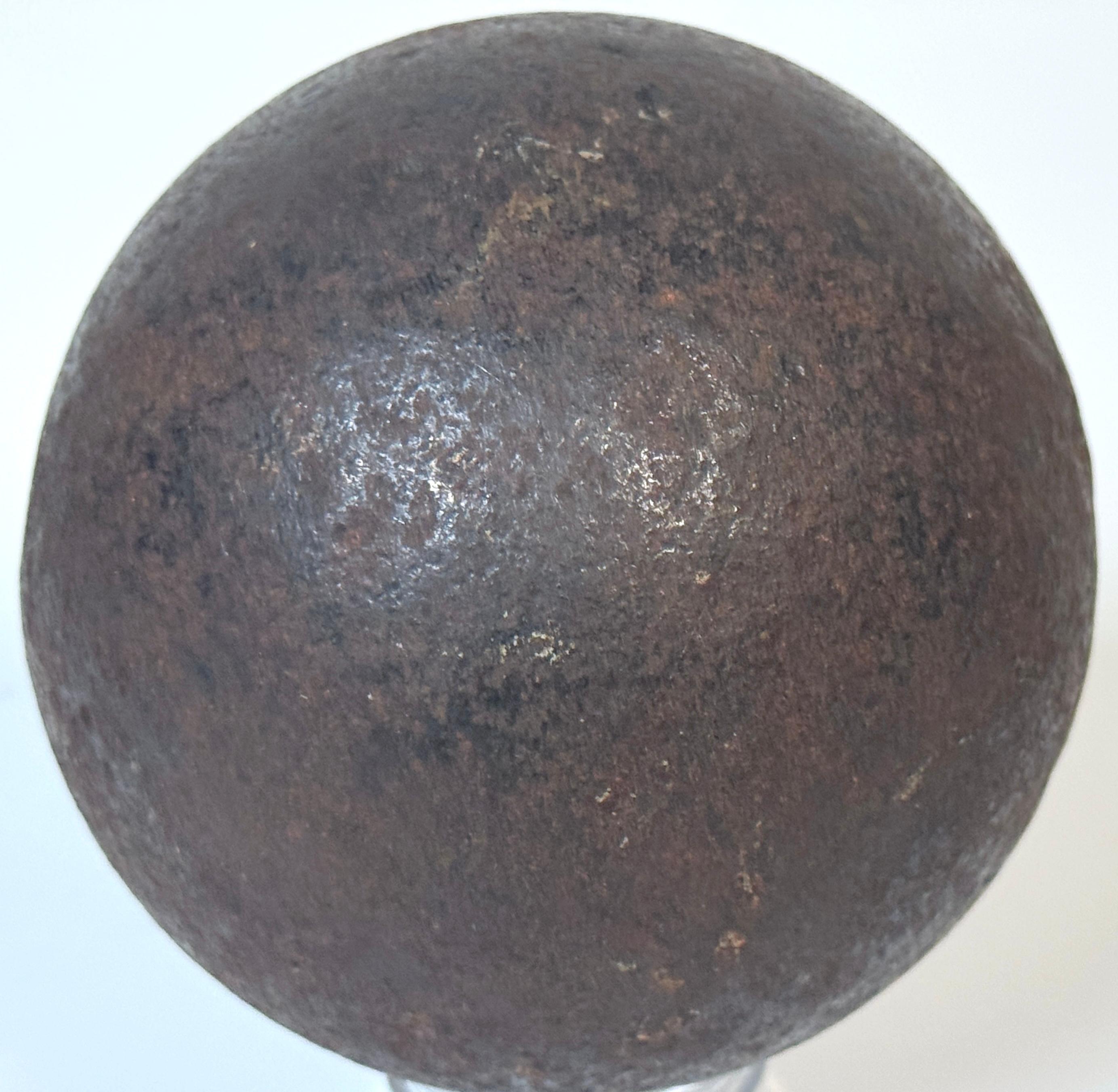 American Pair Confederate Civil War Cast Iron Cannonballs with Century Ormolu Mounts For Sale