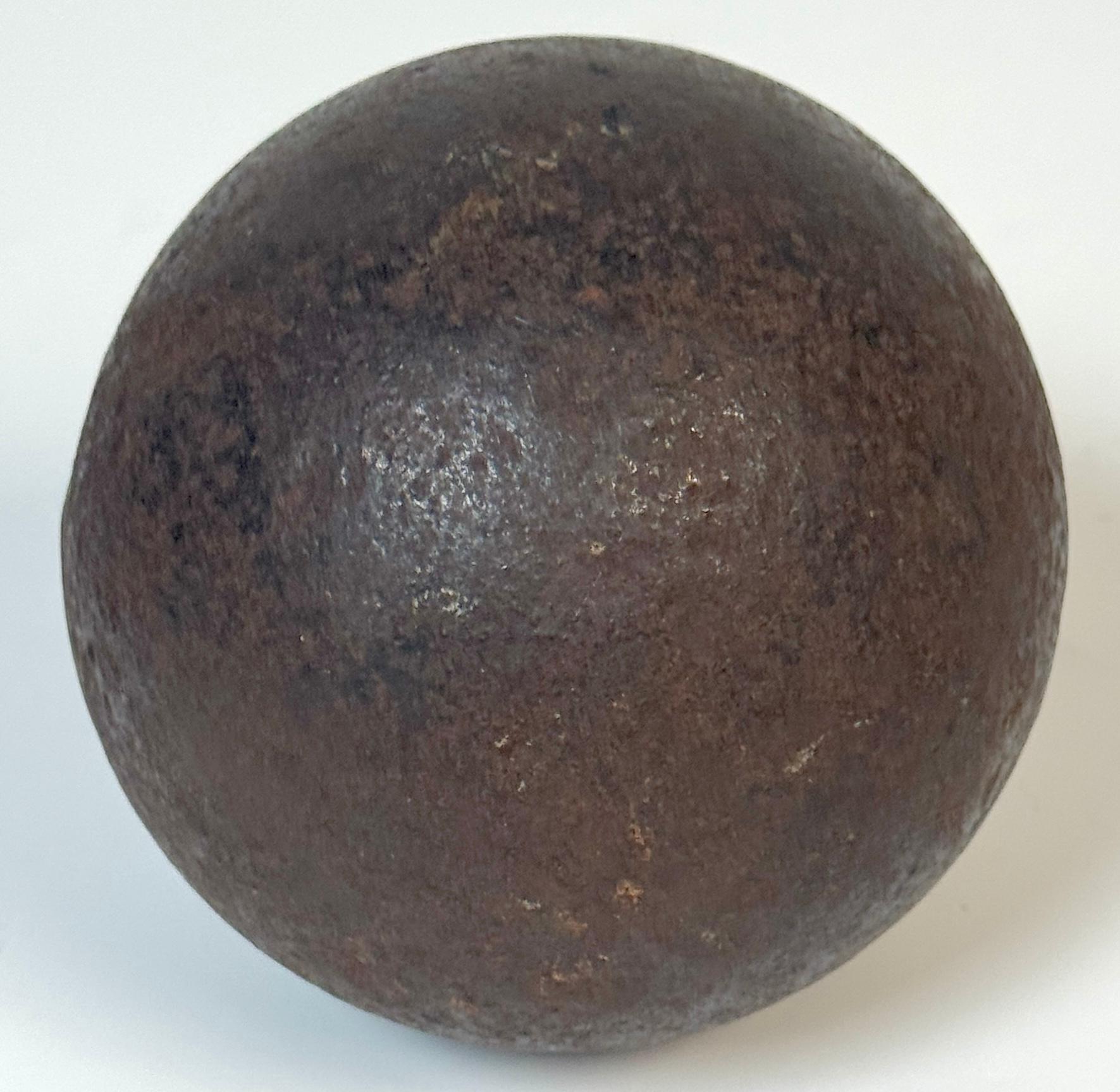Pair Confederate Civil War Cast Iron Cannonballs with Century Ormolu Mounts For Sale 2
