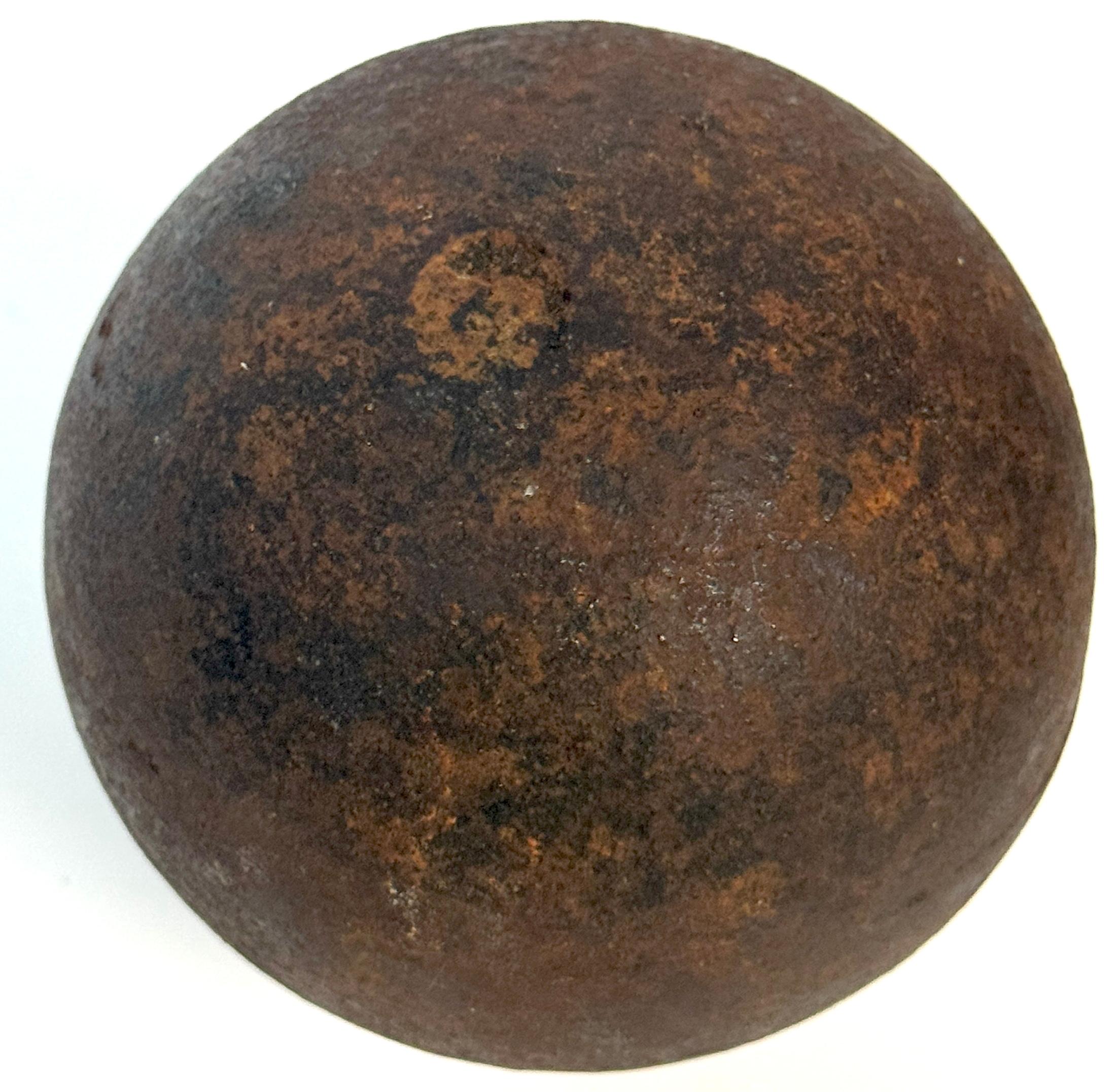 Pair Confederate Civil War Cast Iron Cannonballs with Century Ormolu Mounts For Sale 3
