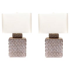 Pair Contemporary Glazed Ceramic Table Lamps