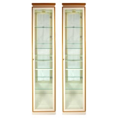 Vintage Pair Contemporary Modern Lacquered Wood Frame & Glass Vitrine