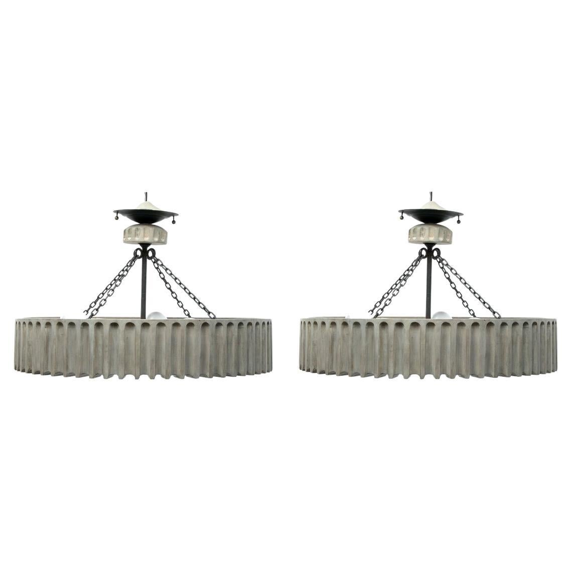 Pair Contemporary Paint Decorated Fixtures For Sale