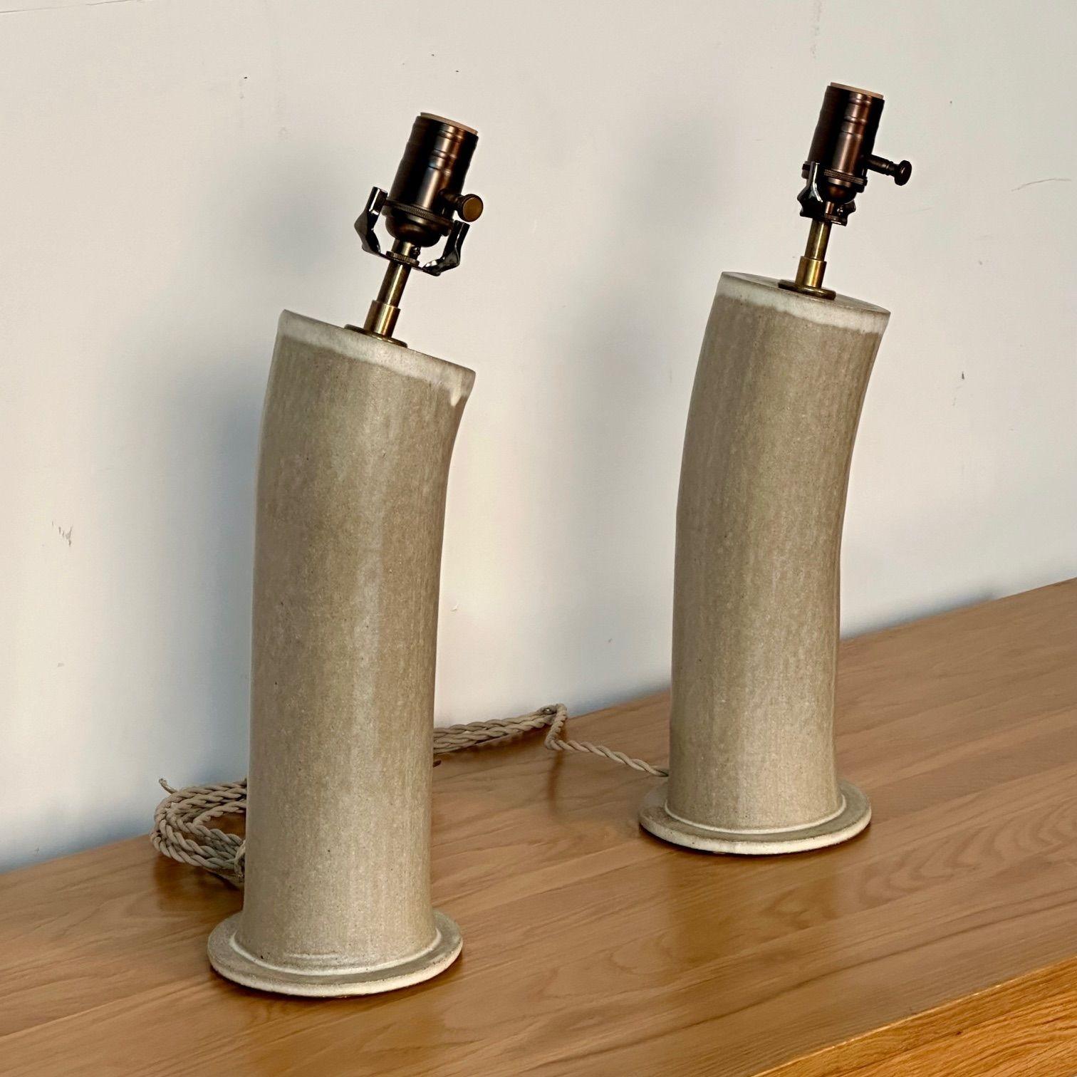Dumais Made, Contemporary, Ceramic Table Lamps, Beige Parchment Glaze, 2021 For Sale 2