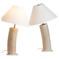 Dumais Made, Contemporary, Keramische Tischlampen, Beige Pergamentglasur, 2021