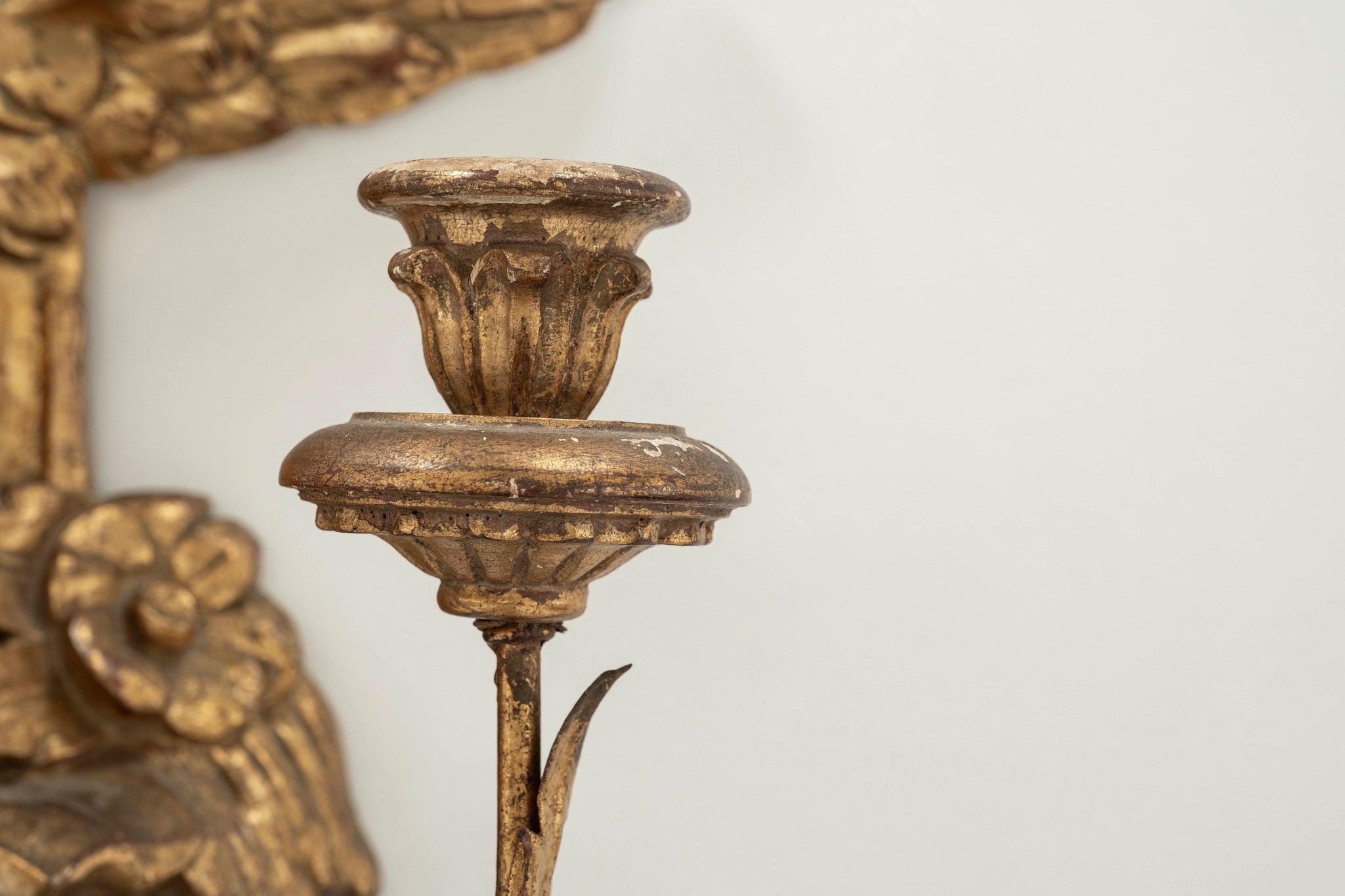 Metal Pair Continental Giltwood Sconces For Sale
