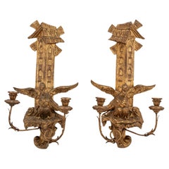 Pair Continental Giltwood Sconces