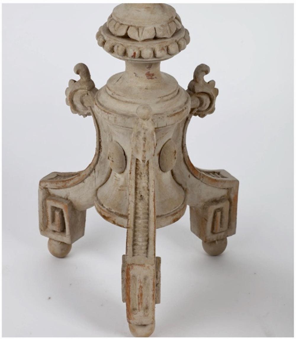 Hand-Carved Pair Continental Neoclassical Altar Sticks c. 1800 For Sale