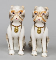 Pair of Continental Porcelain Pug Dogs