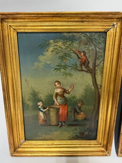 Paire, Continental School, 19e siècle Tableaux de genre saisonniers du goût hollandais