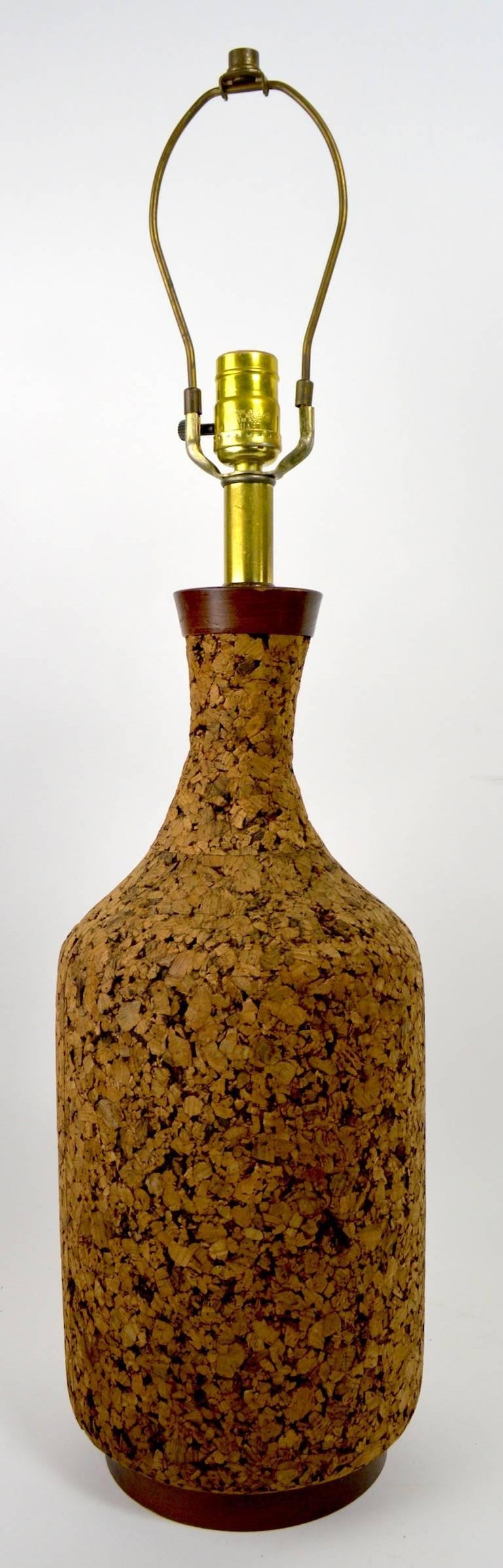 Pair of Cork and Wood Table Lamps at 1stdibs