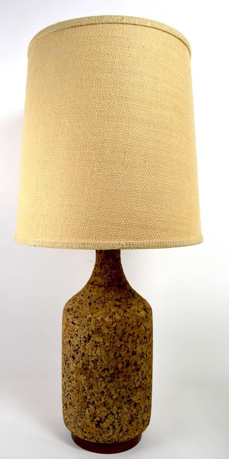 20th Century Pair of Cork and Wood Table Lamps