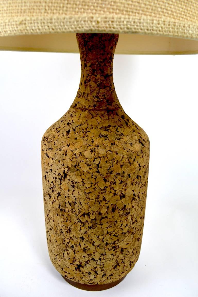 Pair of Cork and Wood Table Lamps 2