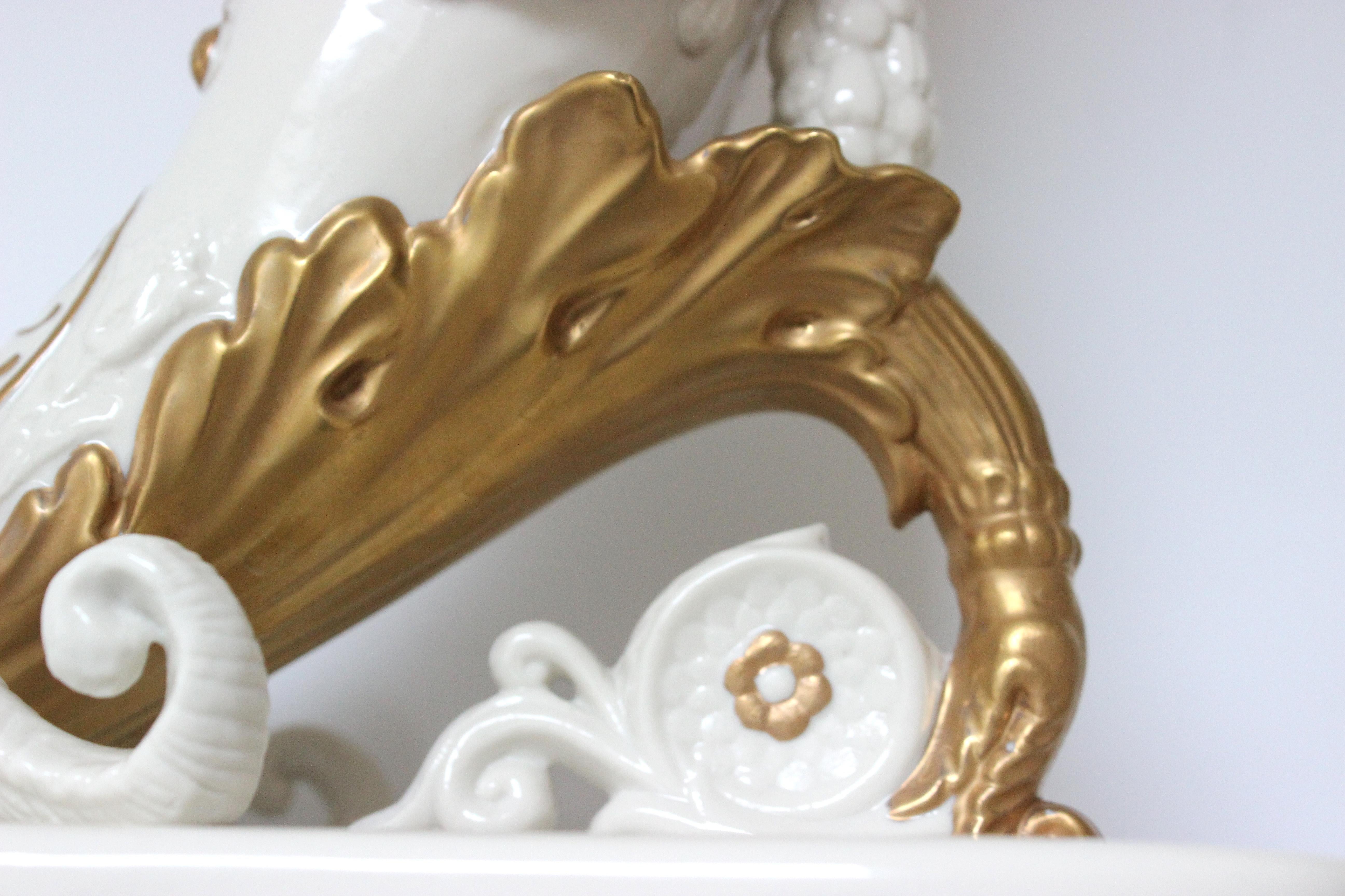 Pair Cornucopia Vases Agostinelli Porcelaine d