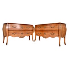 Pair Cote France Natural Wood Commodes