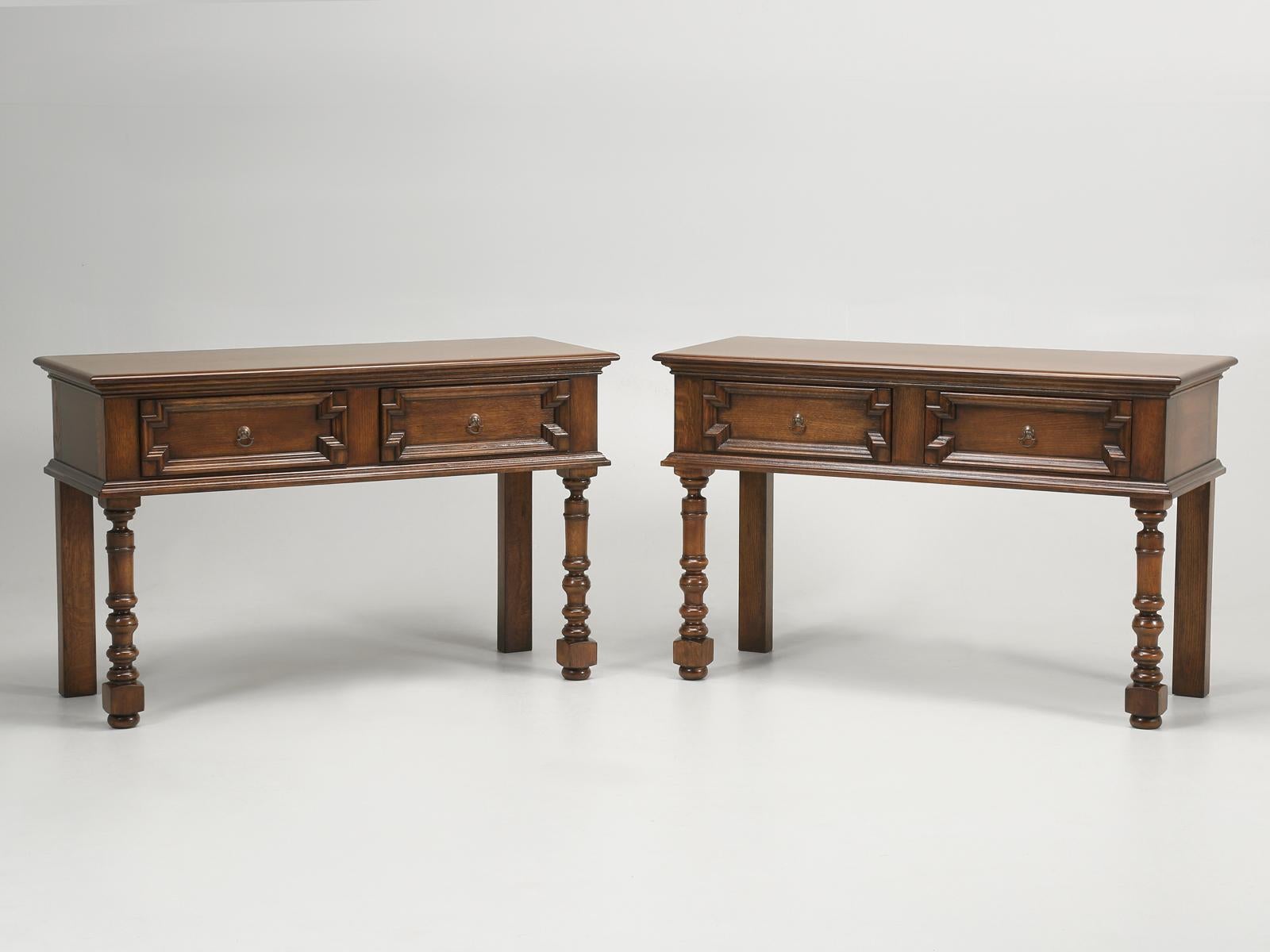 Pair Country English Console Tables Fabricated in House, Style William and Mary For Sale 12
