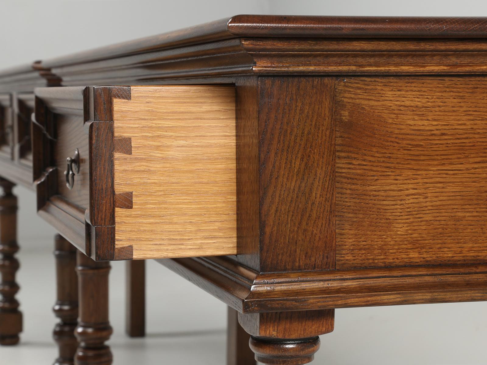 Oak Pair Country English Console Tables Fabricated in House, Style William and Mary For Sale