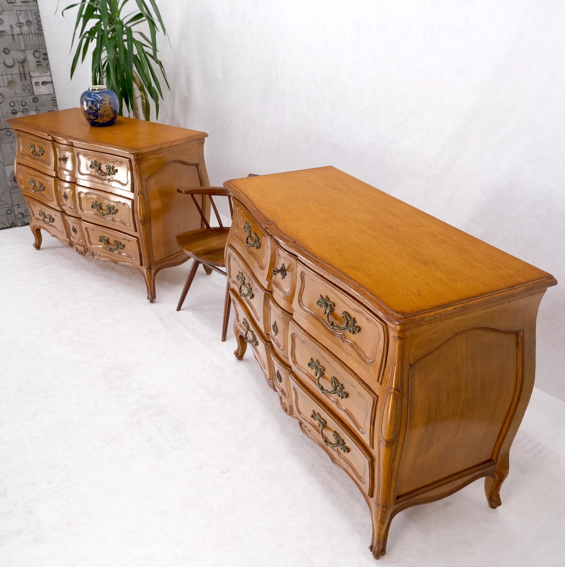 Pair Country French Bombay Shape Three Drawers Dressers Commodes Chests 3 Drawer For Sale 7