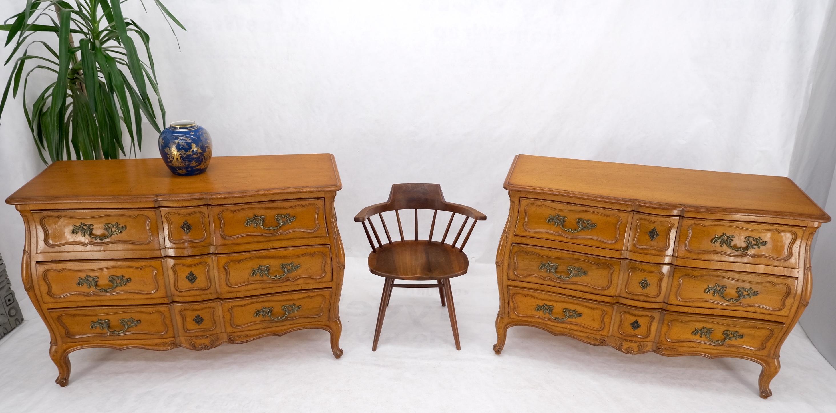 Pair Country French Bombay Shape Three Drawers Dressers Commodes Chests 3 Drawer For Sale 11