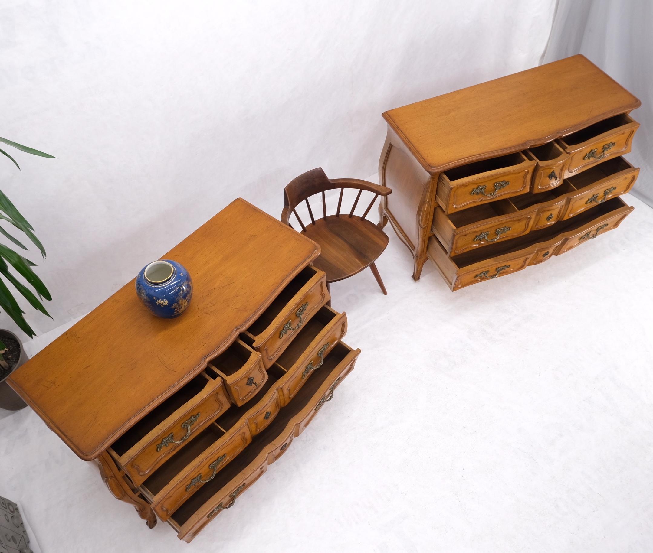 Pair Country French Bombay Shape Three Drawers Dressers Commodes Chests 3 Drawer For Sale 12