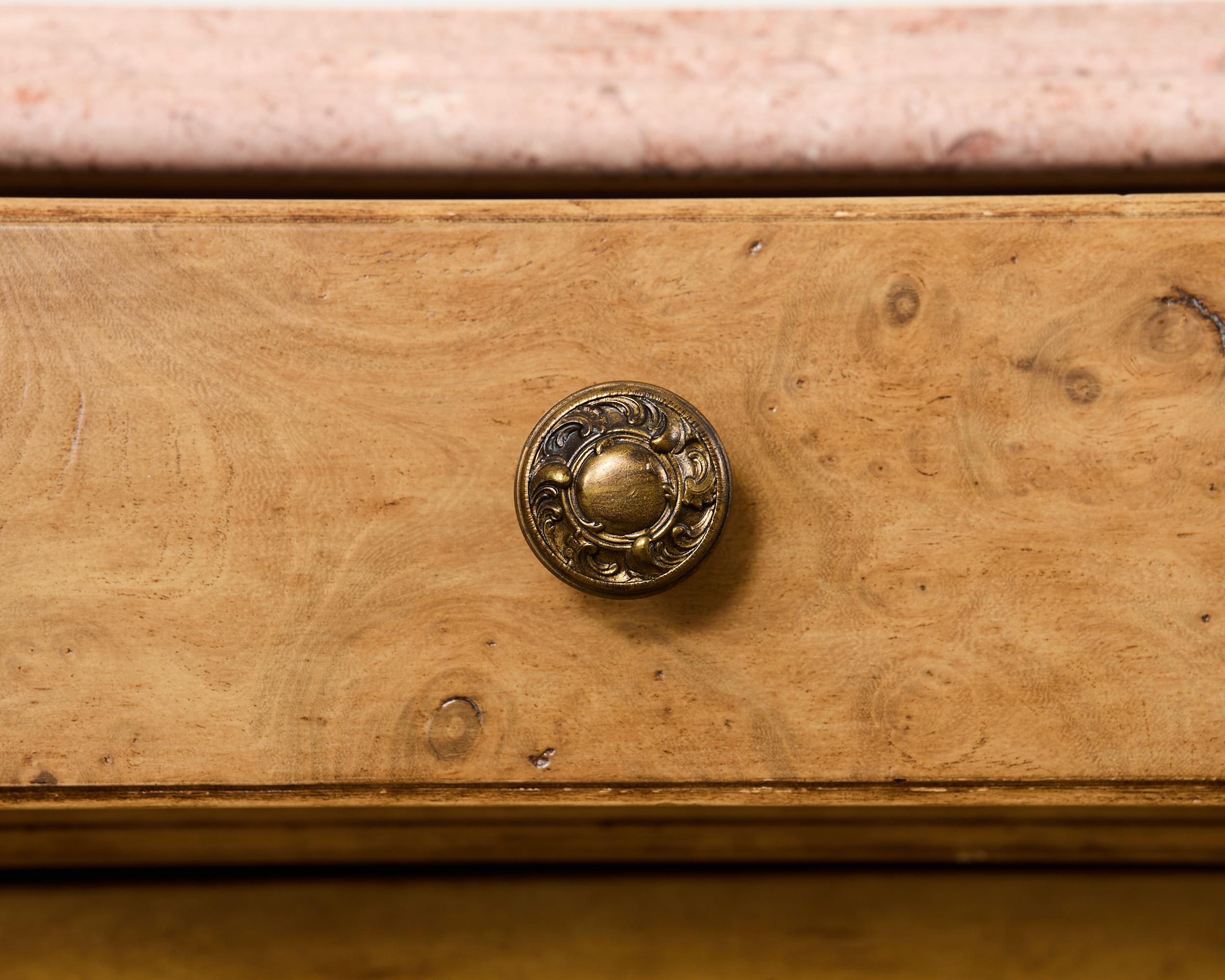 Pair Country French Provincial Marble Top Demilune Sideboards For Sale 5