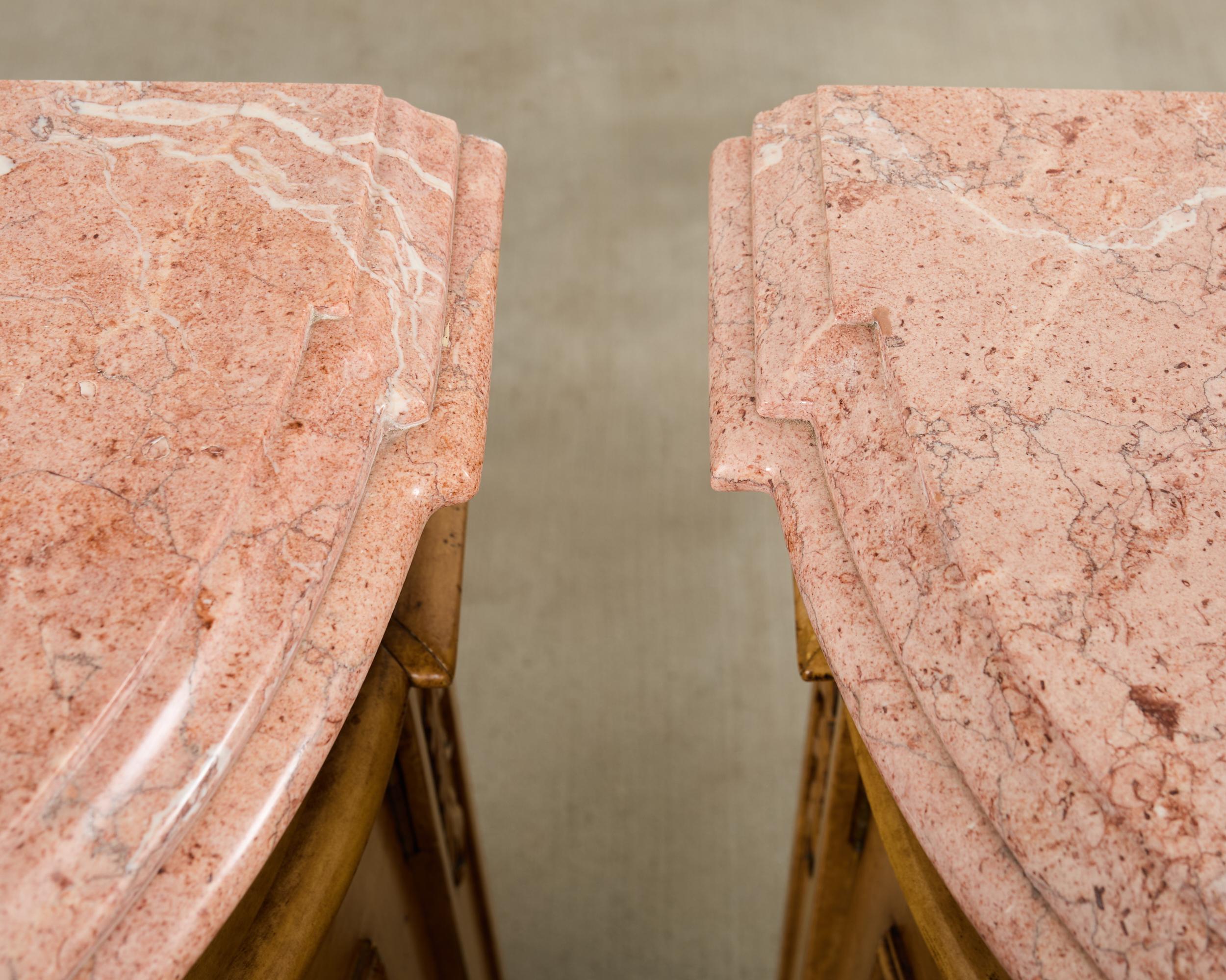 Pair Country French Provincial Marble Top Demilune Sideboards For Sale 6