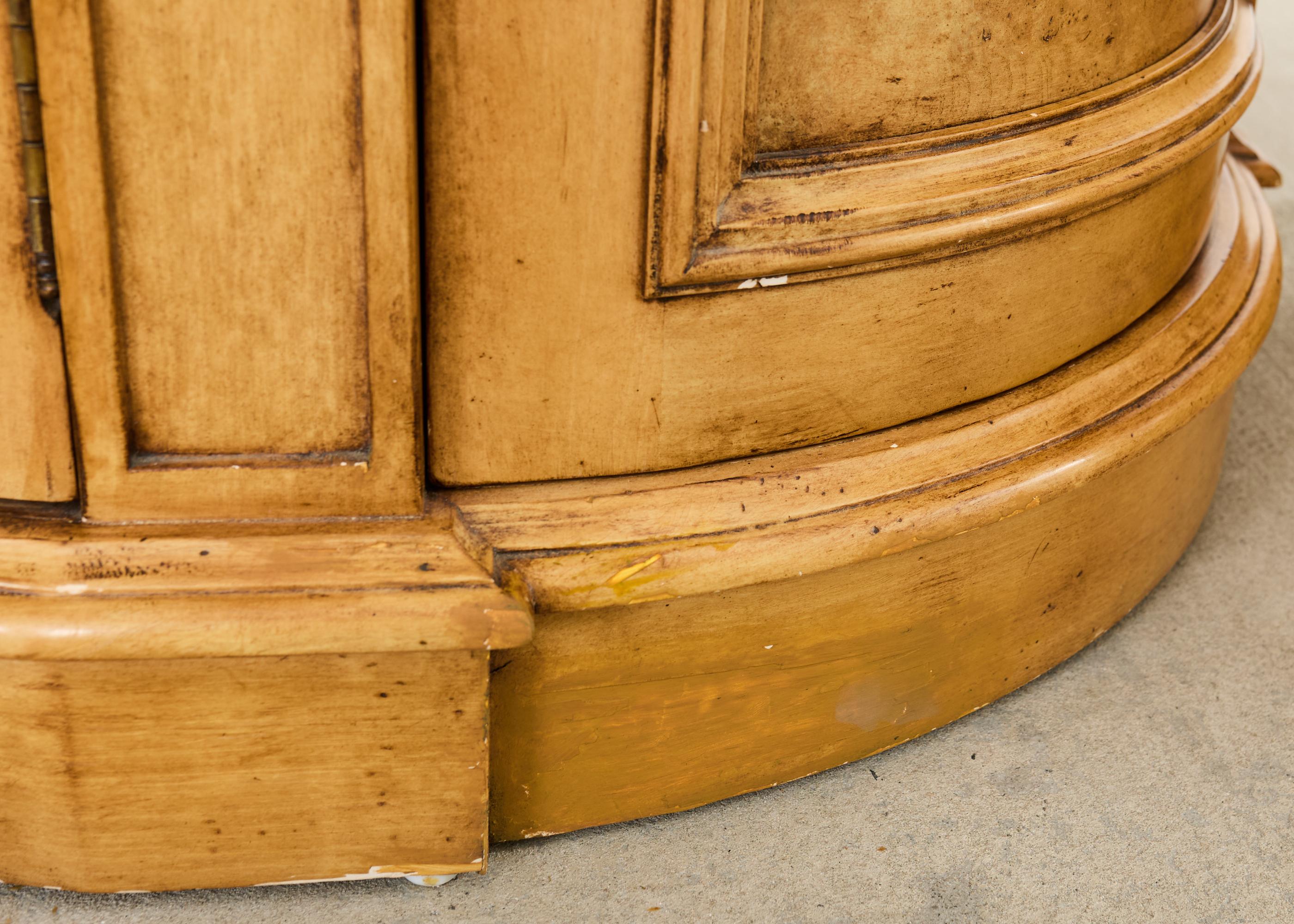 Pair Country French Provincial Marble Top Demilune Sideboards For Sale 11