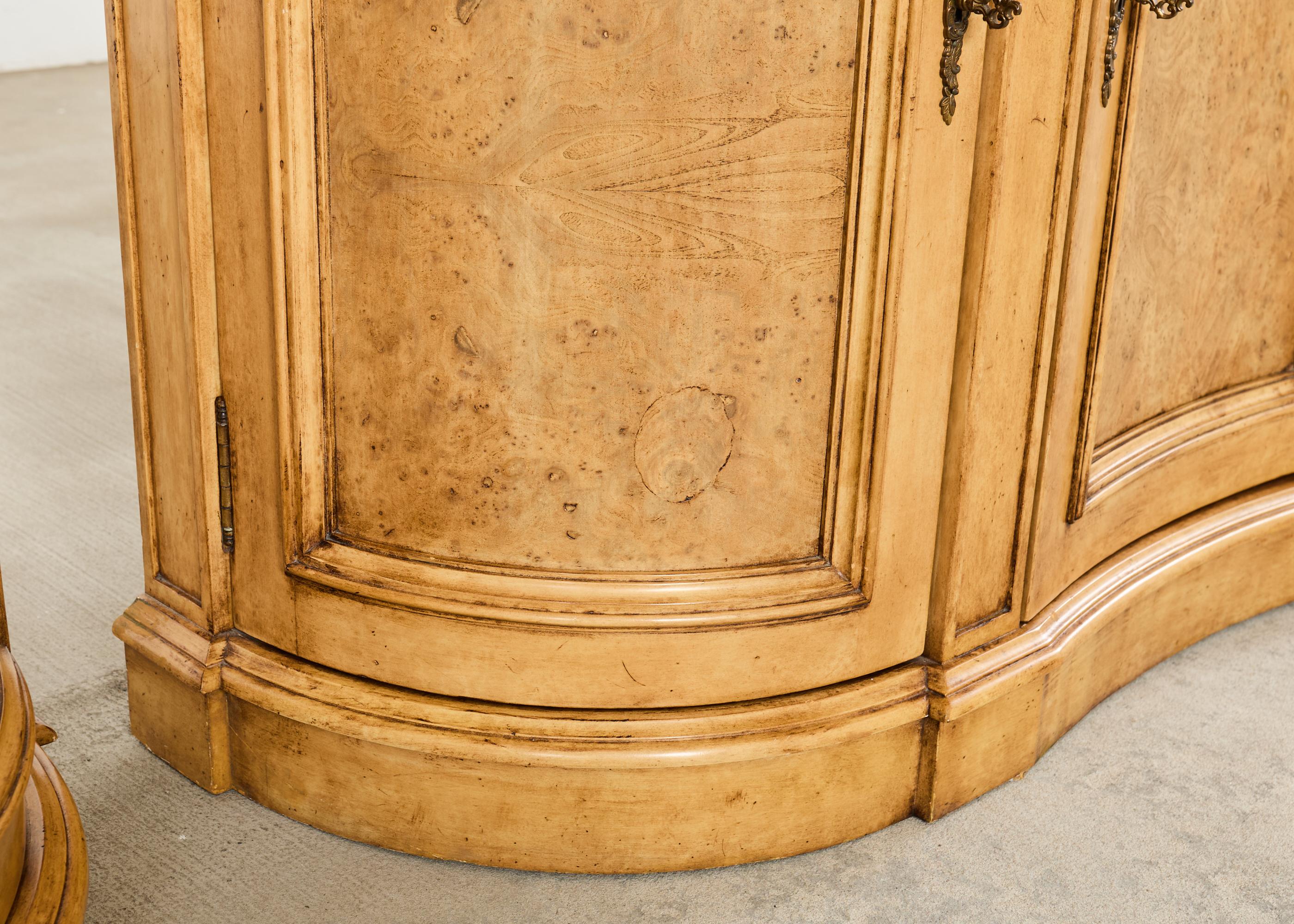 Pair Country French Provincial Marble Top Demilune Sideboards For Sale 12