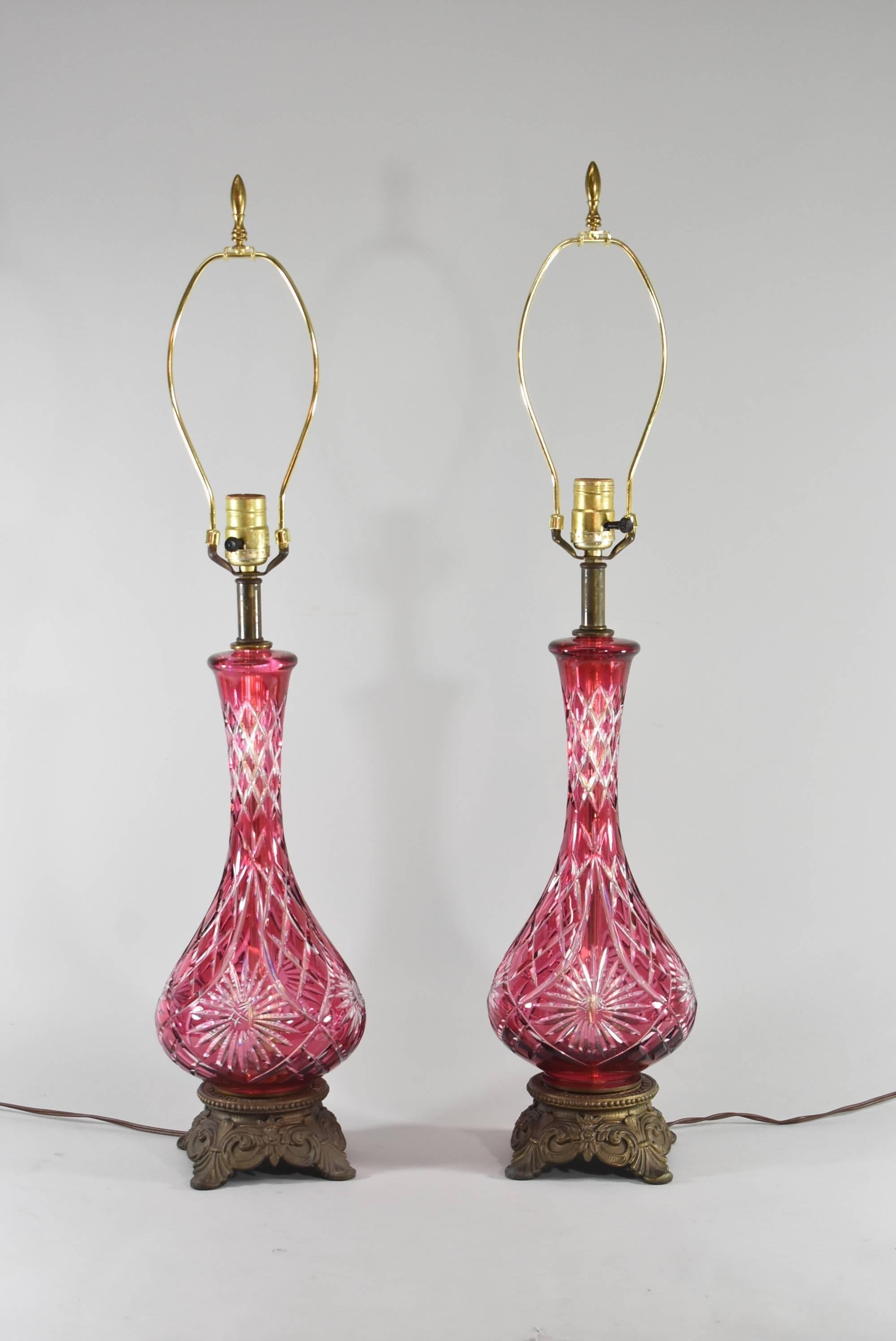 cranberry glass lamp