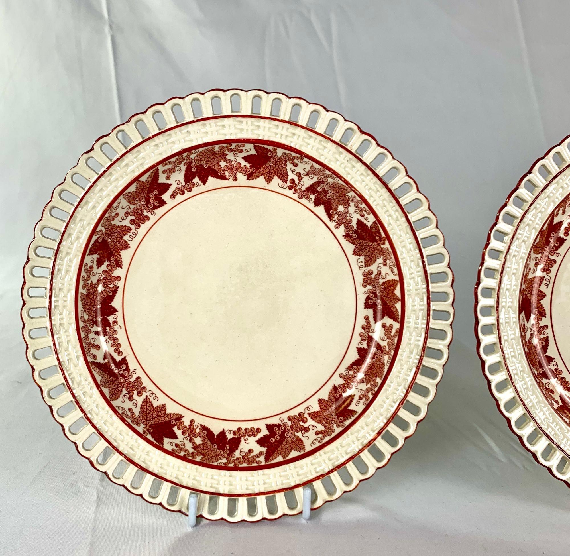English Pair Creamware Dessert Dishes with Sepia Decoration England Circa 1810 For Sale