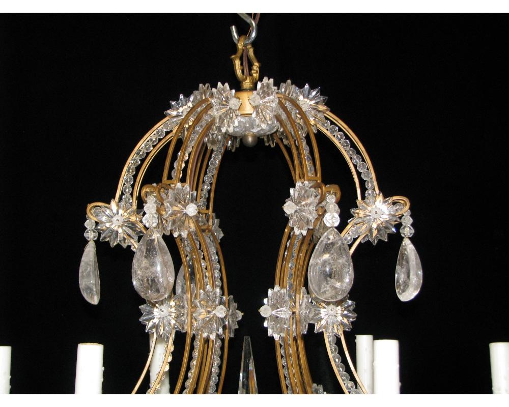 Pair of Crystal and Rock Crystal Chandeliers For Sale 1