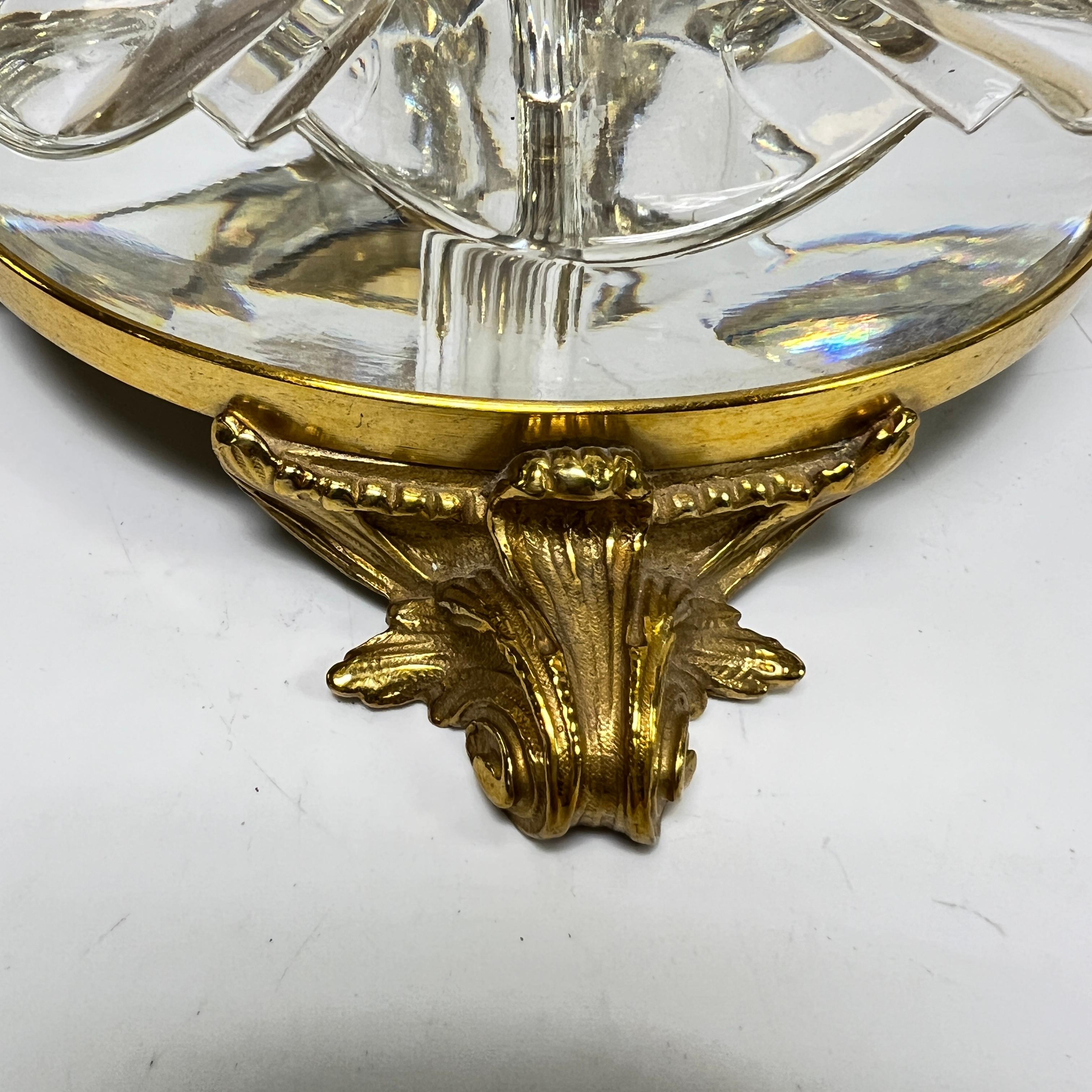 20th Century Pair Crystal & Gilt Bronze Roman Corinthian Column Form Table Lamps For Sale