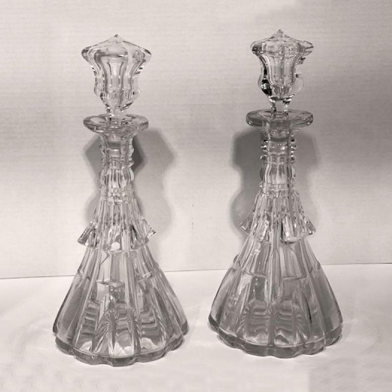Pair Crystal Glass Decanters For Sale at 1stDibs