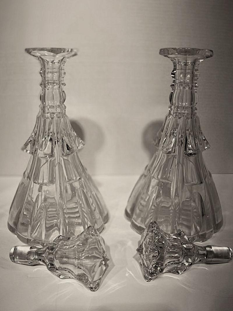 Pair Crystal Glass Decanters 1