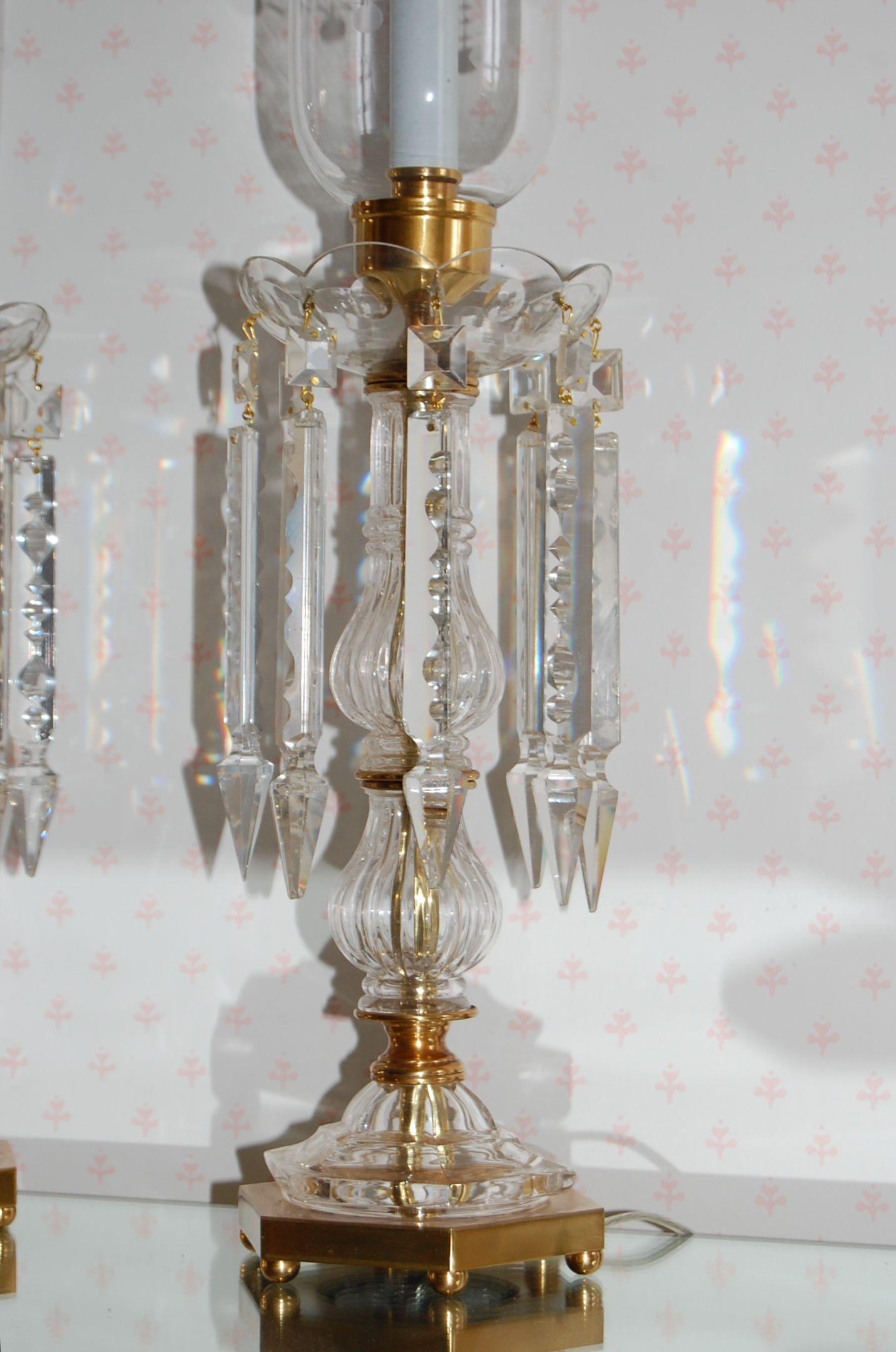 Pair of Crystal Mantel Garnatures with Long Crystal Drops, 20th Century 1