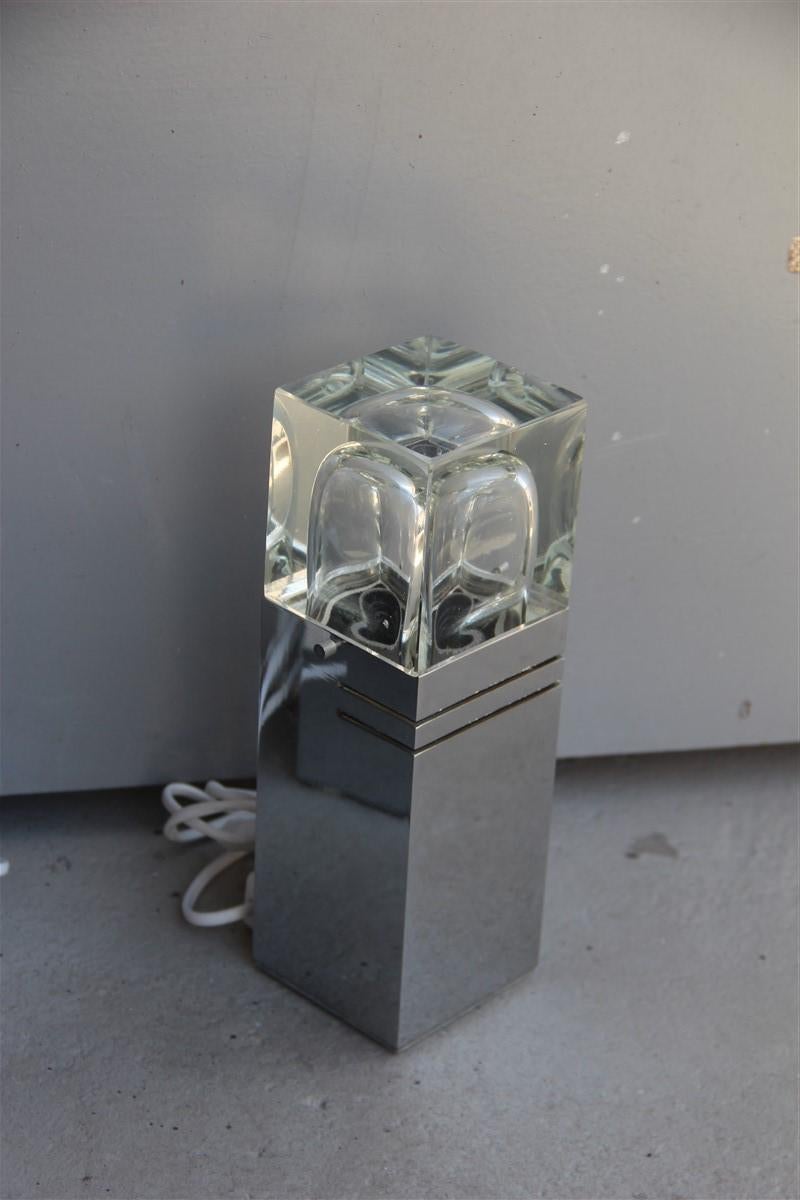 Pair of cubic Sciolari table lamp steel glass Italian design, 1970s
1 light bulb E27 Max 100 watt.