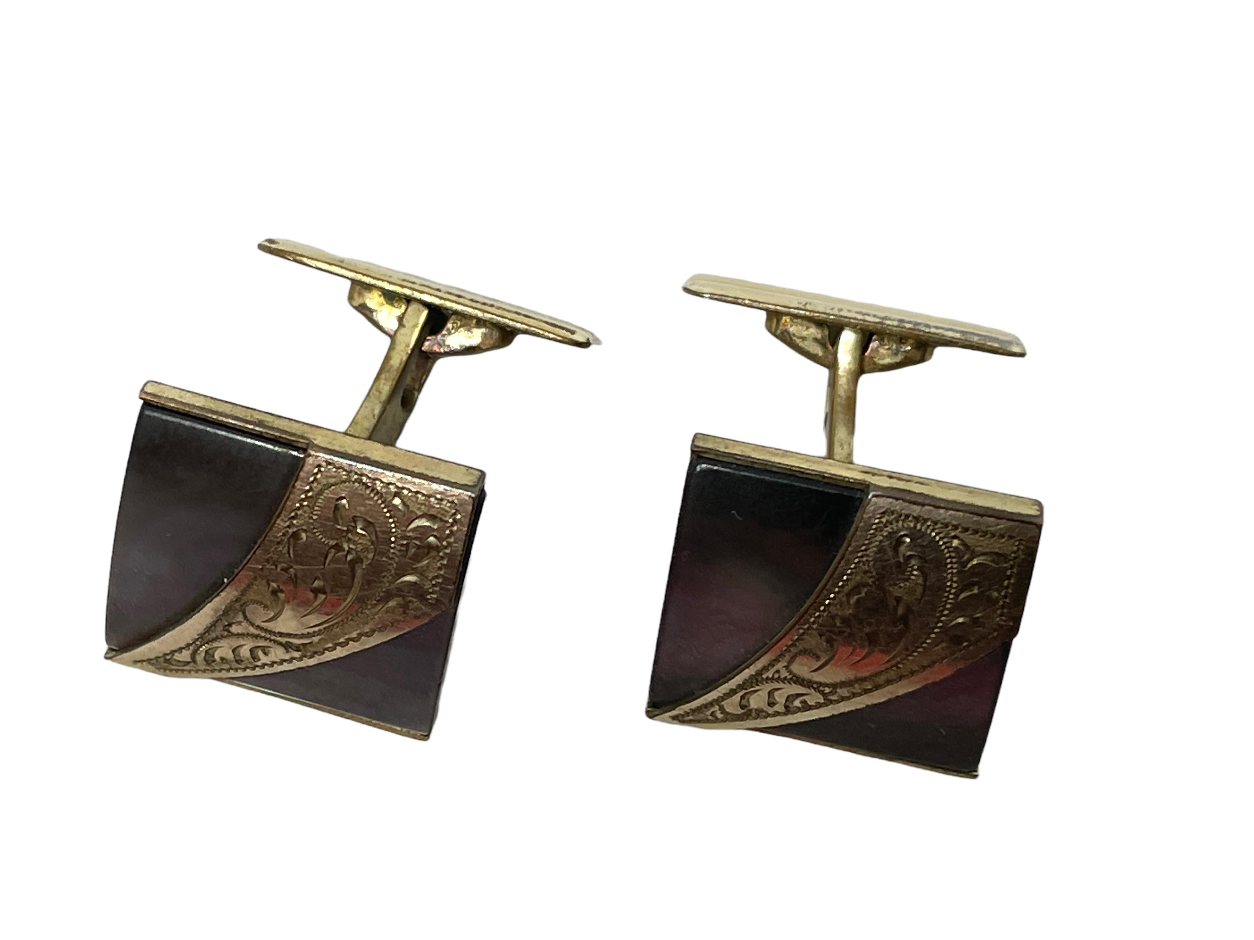 Early 20th Century Pair Cufflinks Antique German Art Nouveau Jewelry, 1900s For Sale