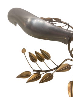 Pair Curtis Jere Brass & Chrome Bird Wall Sculptures, 1980.