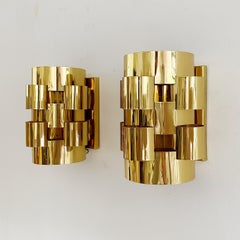 Pair Curtis Jere Brass Cloud Sconces Signed 1983