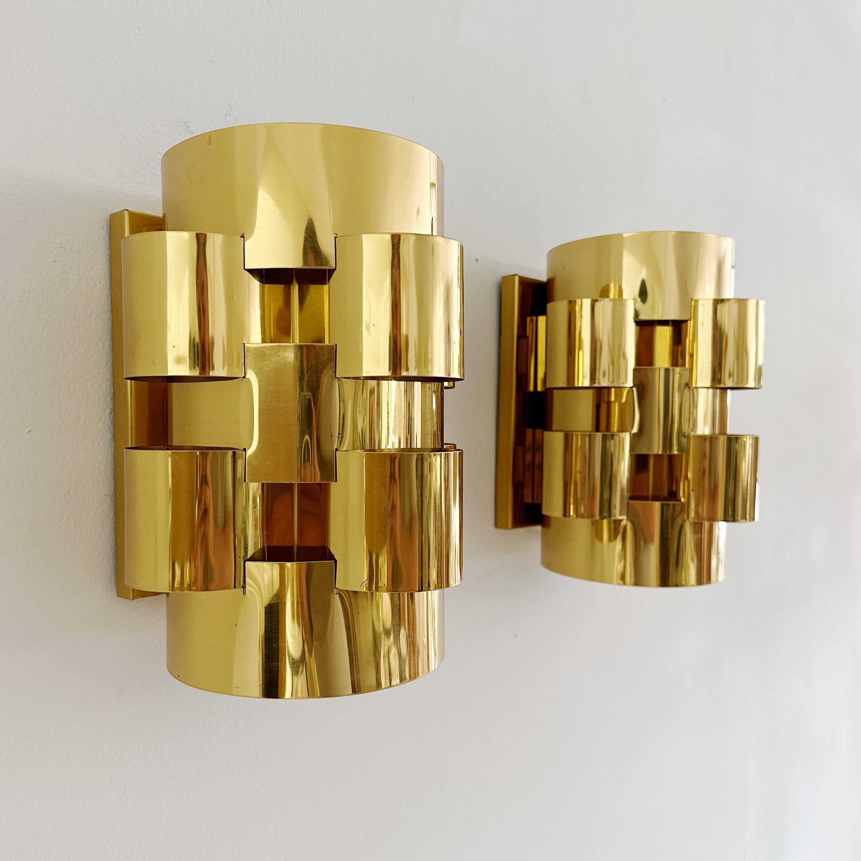 Hand-Crafted Pair Curtis Jere Brass Cloud Sconces Signed 1983