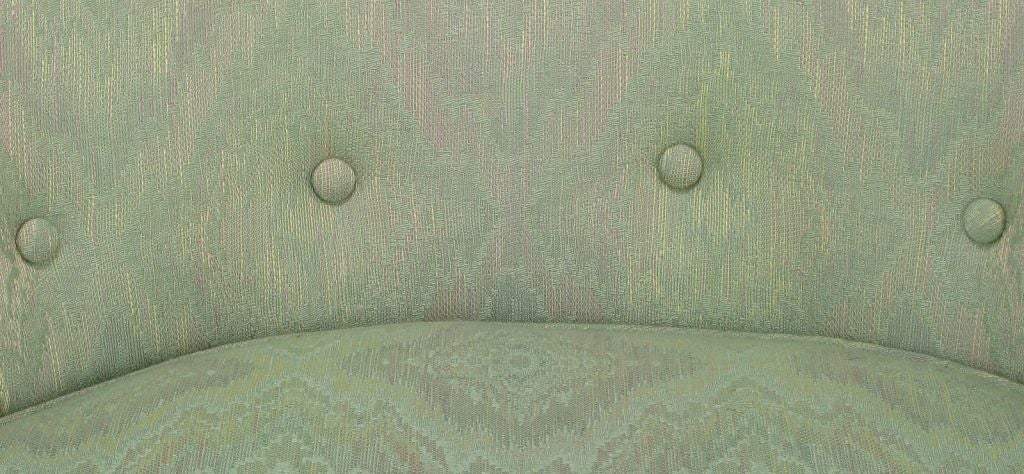 Pair of Curved Back Club Chairs with Button Tufted Upholstery For Sale 2