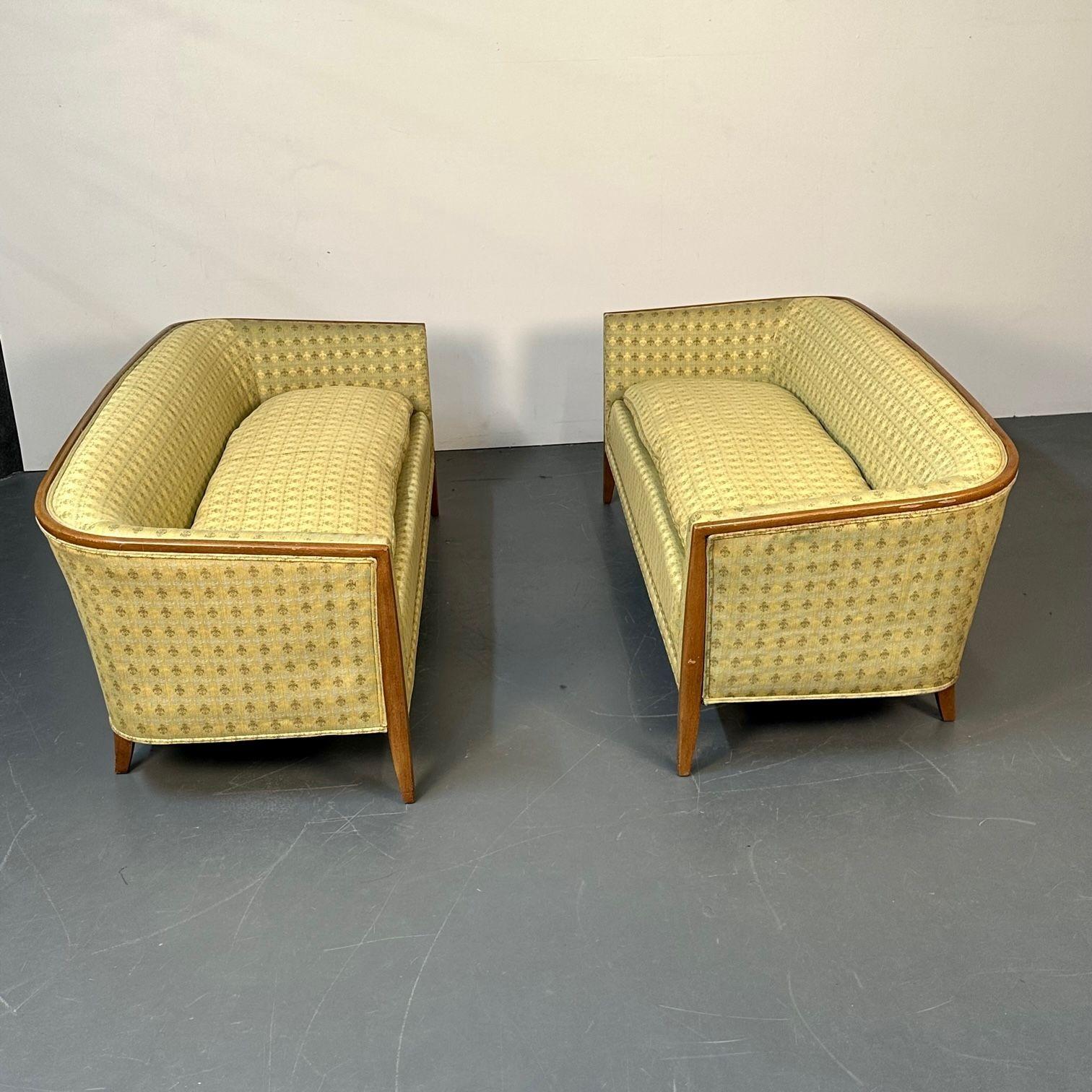 American Pair Curved Mid-Century Modern Sofas / Settees, Loveseats John Stuart for Irwin For Sale