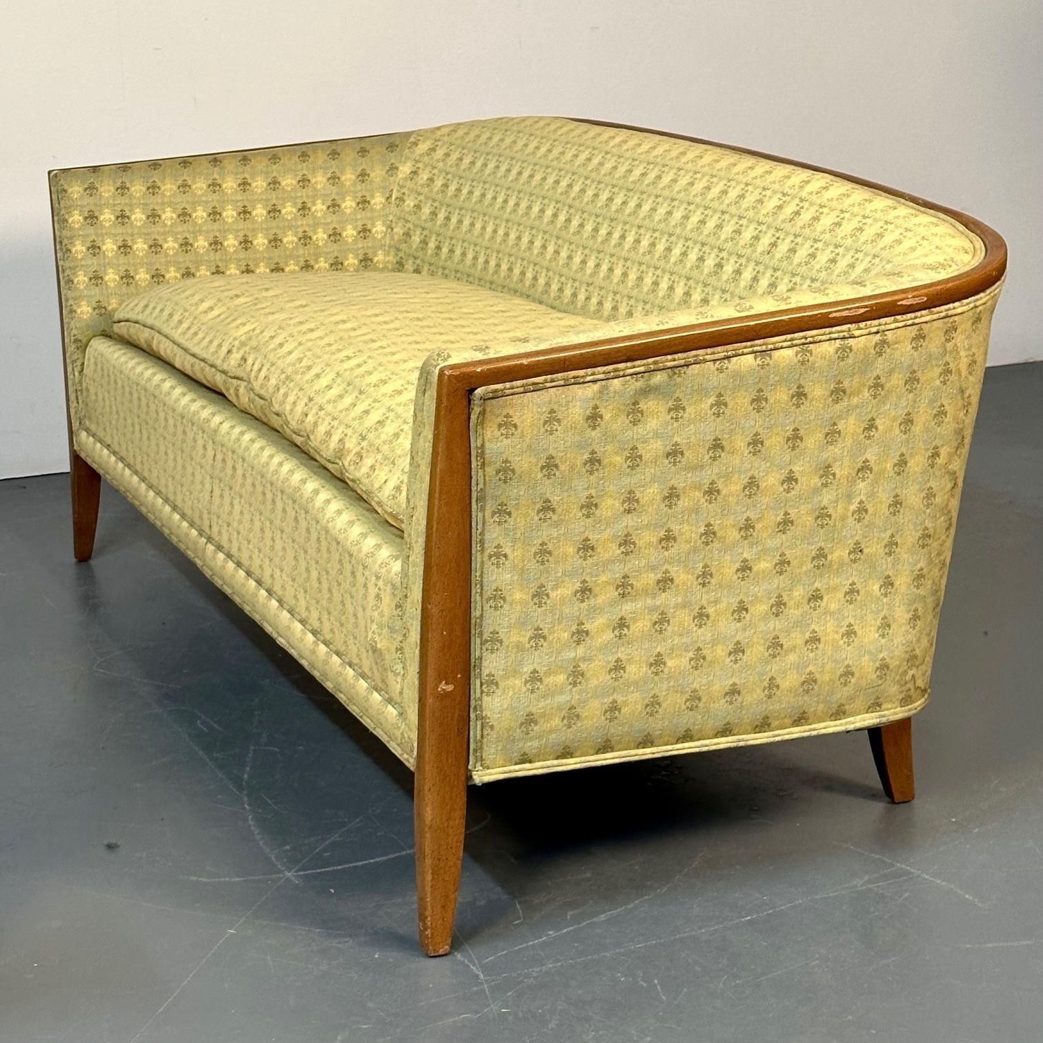 Fabric Pair Curved Mid-Century Modern Sofas / Settees, Loveseats John Stuart for Irwin For Sale