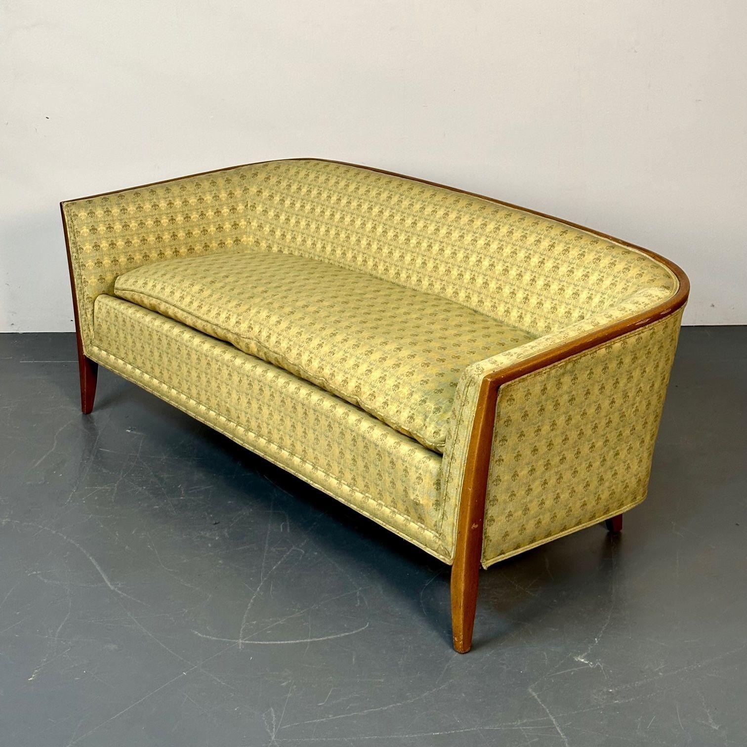 Pair Curved Mid-Century Modern Sofas / Settees, Loveseats John Stuart for Irwin For Sale 1