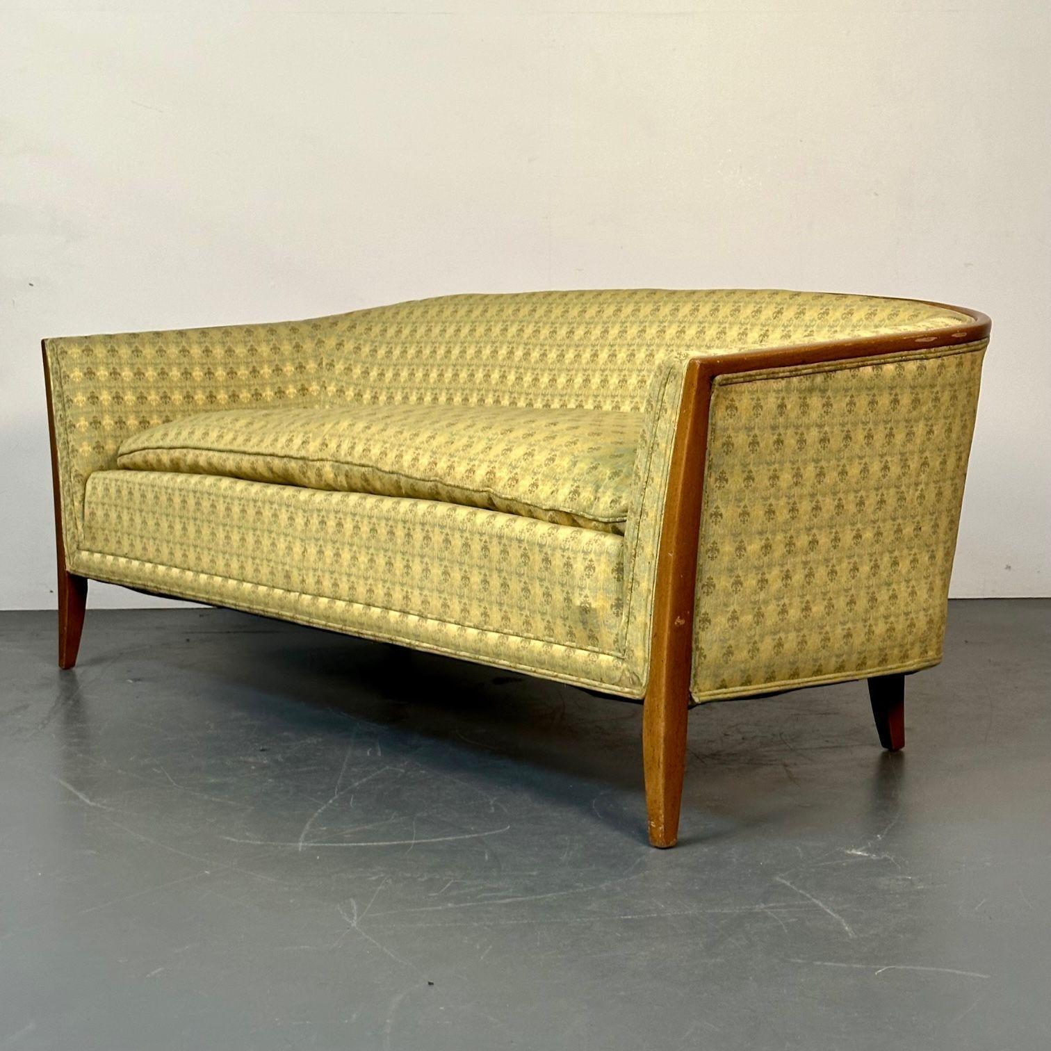 Pair Curved Mid-Century Modern Sofas / Settees, Loveseats John Stuart for Irwin For Sale 2