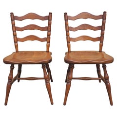 Paar Cushman Colonial American Ladderback Kirsche  Beistellstühle