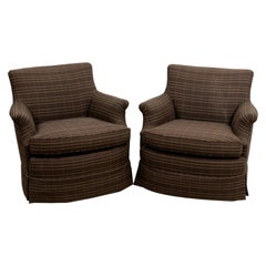 Pair Custom Club Chairs by Greenbaum Interiors